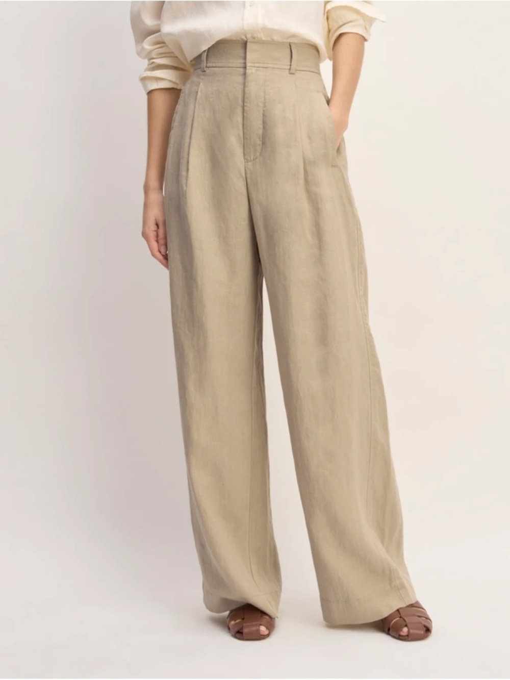 Everlane Linen Way High Drape Pant - Trench Coat Khaki